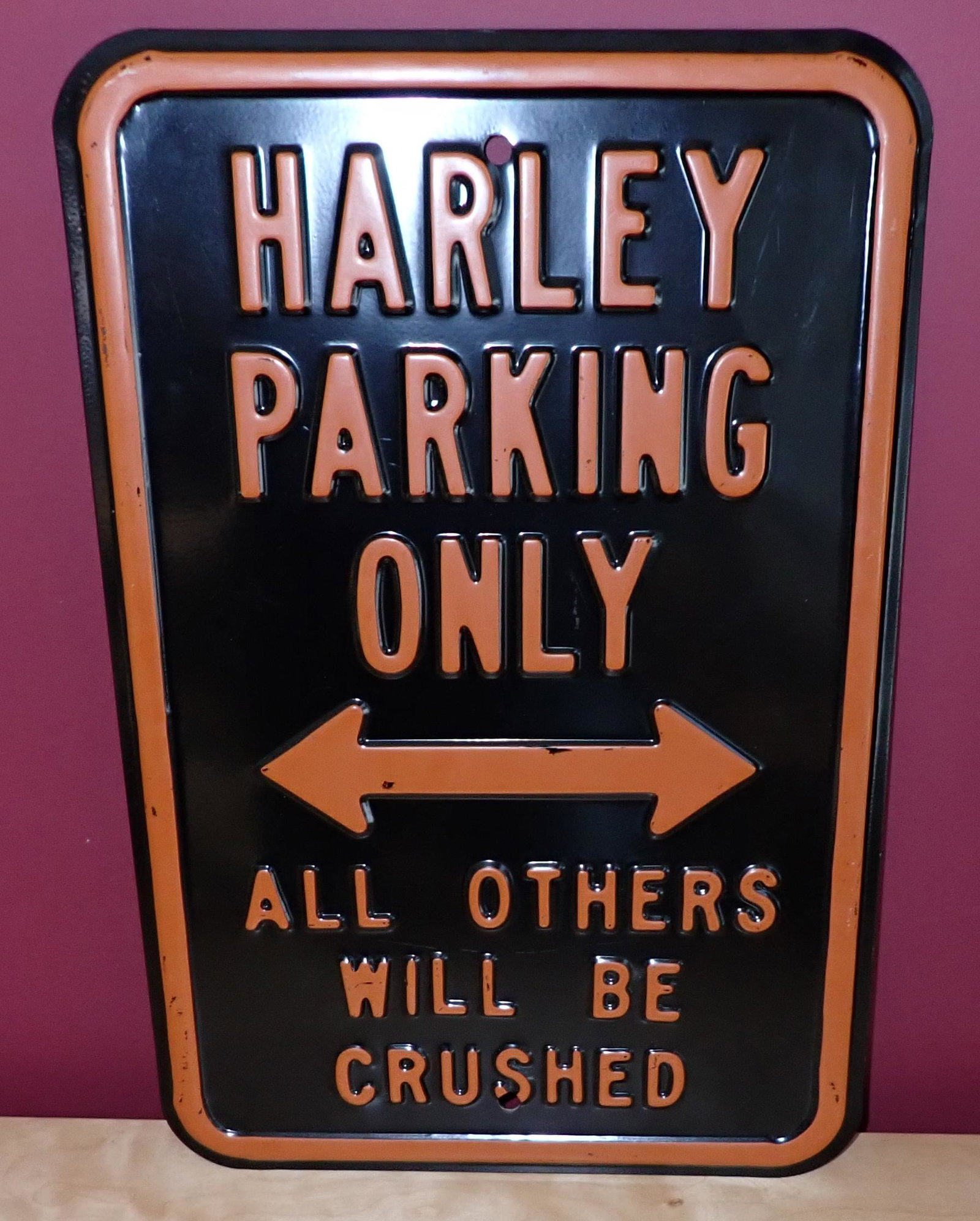 Harley Davidson Motorcycle Sign: Approx 12" x 18" metal sign