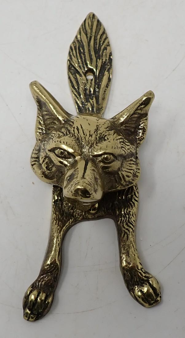 Brass Fox Door Knocker: Approx 2 1/2" x 6 1/8"