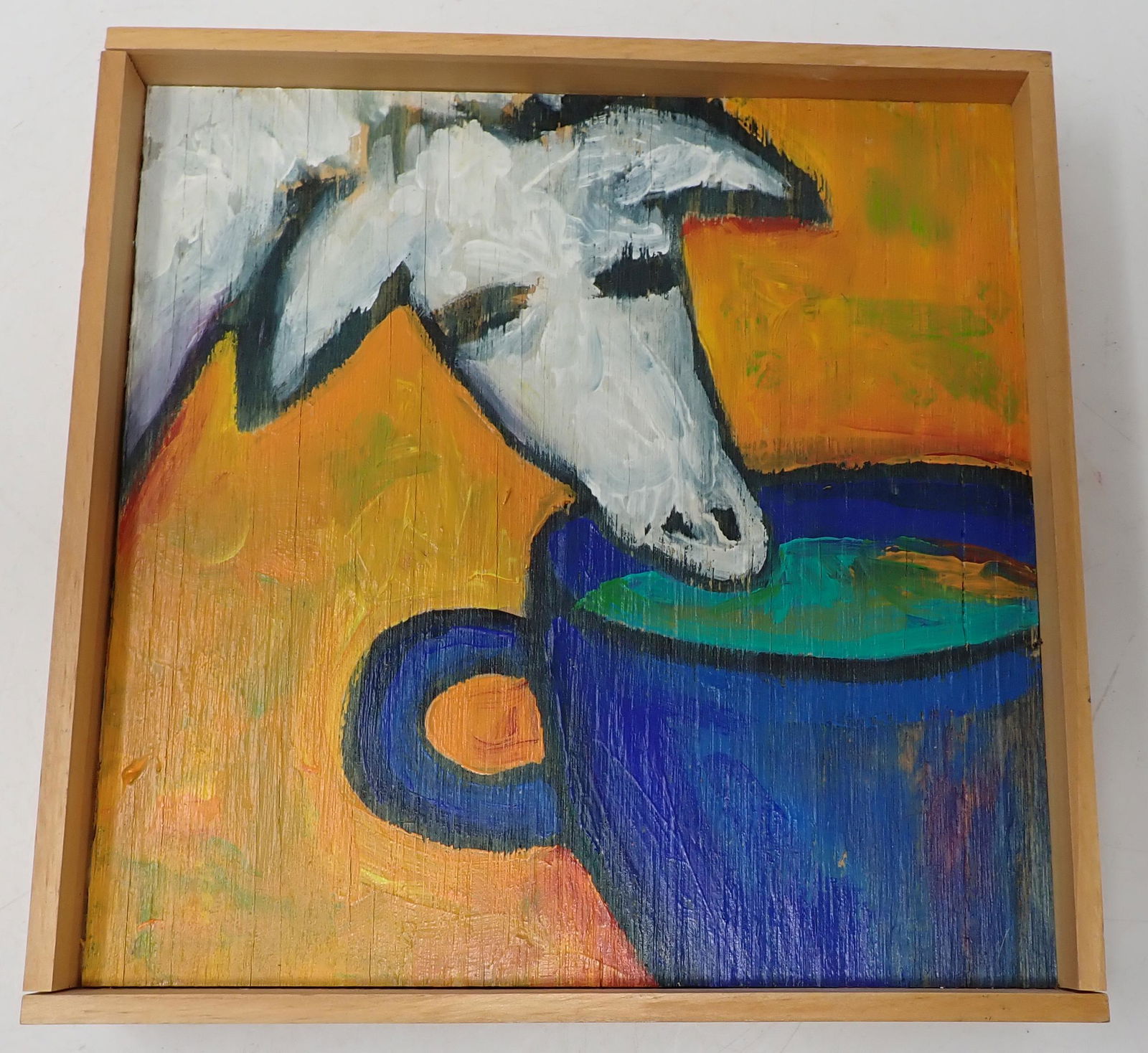 1998 Oil on Board Painting Kevin Patrick Kelly: Approx 8 1/2" x 8 1/2"