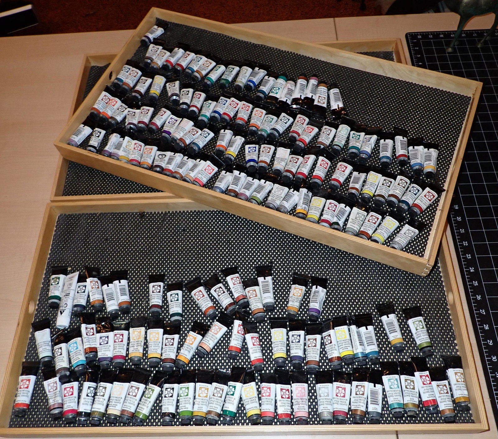 Daniel Smith Watercolors: Getting 3 trays and paints pictured. Trays are approx 15 1/2" x 27 1/2" x 2" tall.