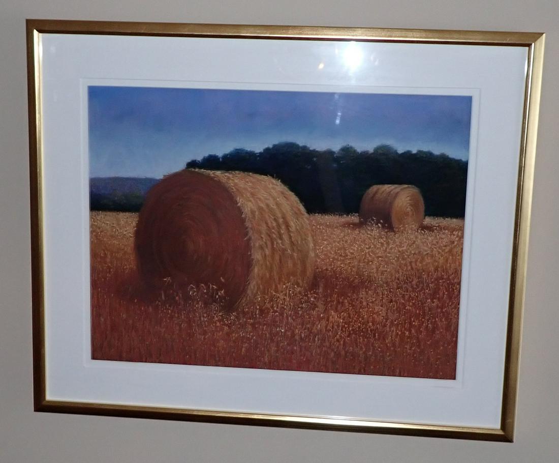 Pamela Miller Round Hay Bales Painting: Apprx 24 1/4" x 29 1/2"
