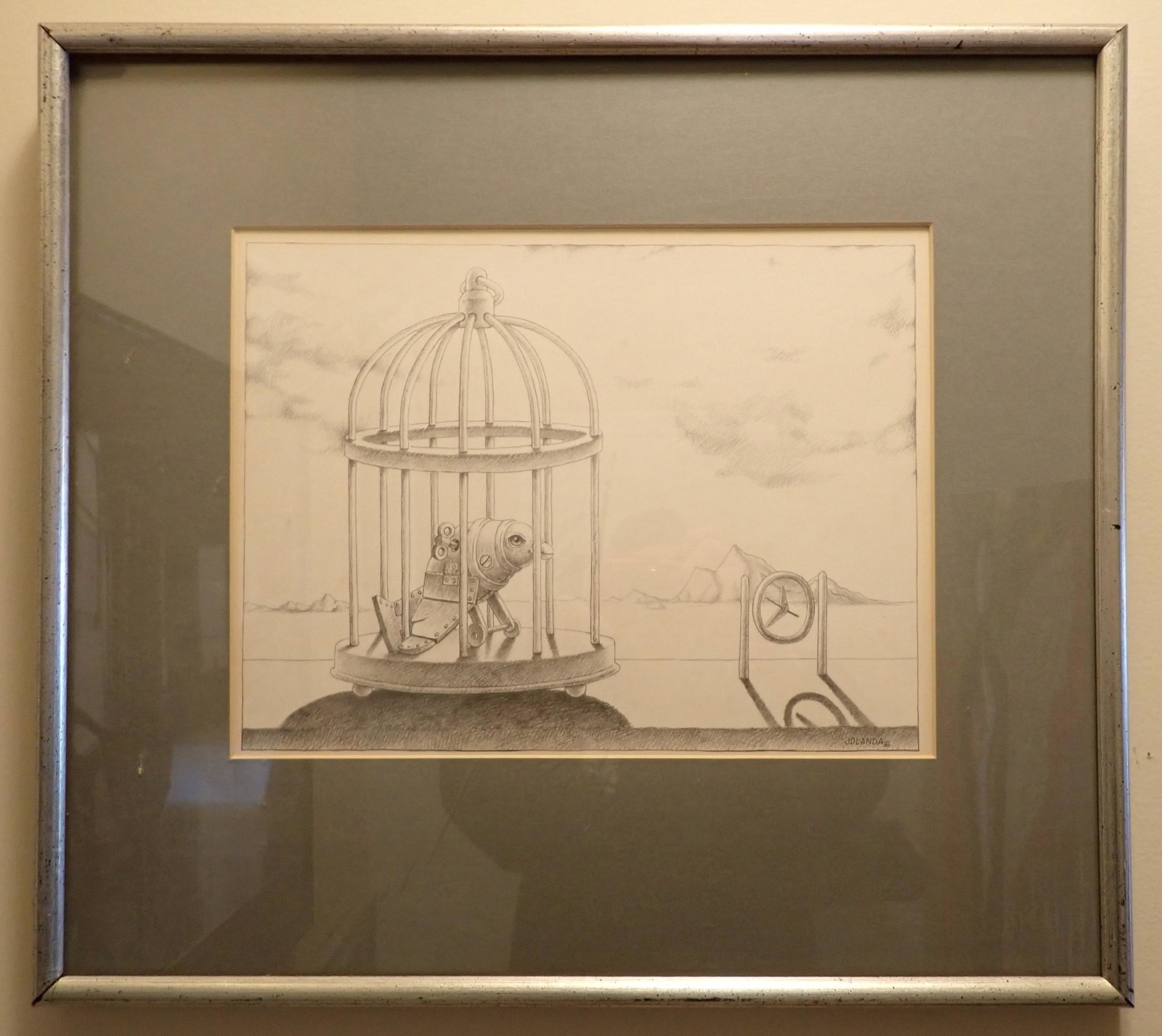 1980 JD Landa Pencil Drawing: Reality of Solitude