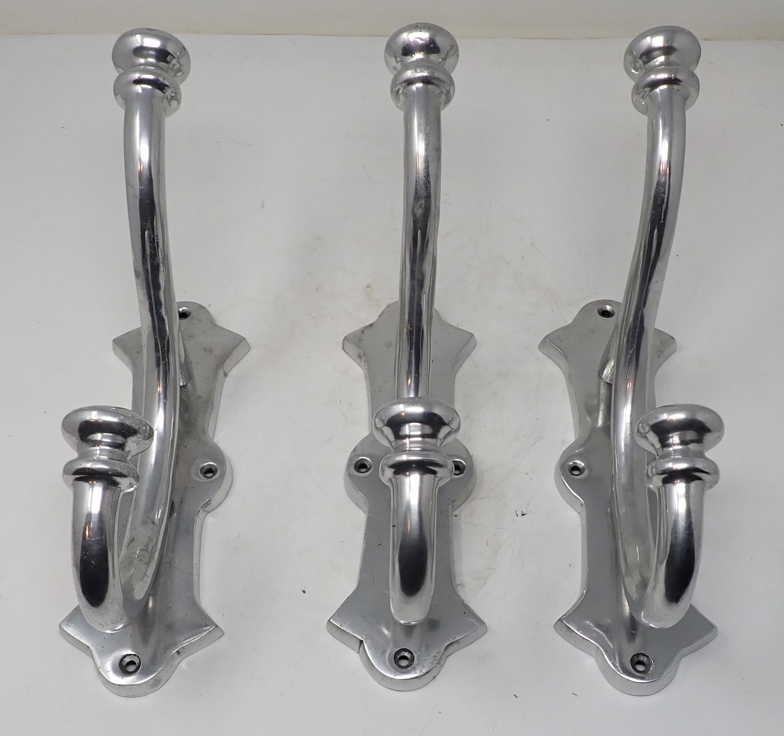 Aluminum Coat Hooks: Apprx 3 1//8" wide and 11" long.