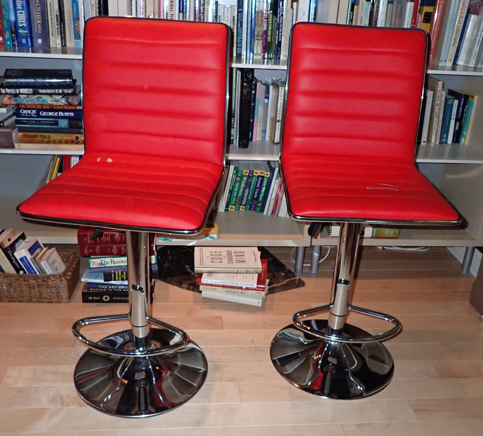 Modernist Swivel Stools: Approx 23 1/2" to seat
