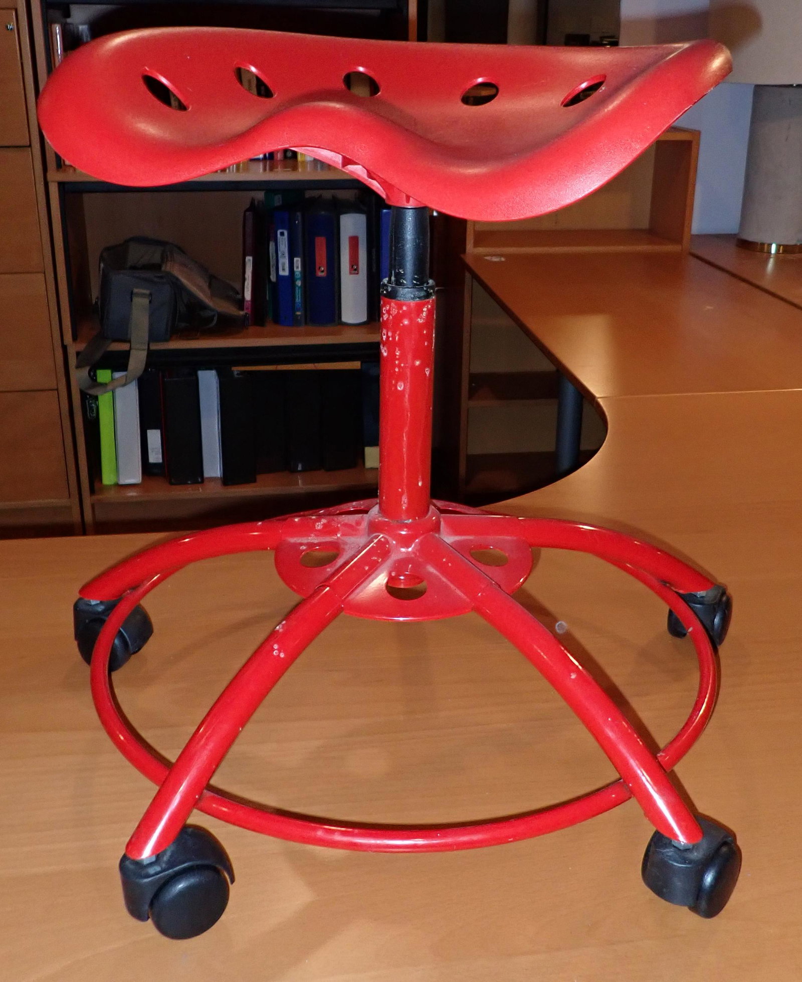 Tractor Seat Style Stool: Approx 19 1/2" to seat. Seat is plastic.