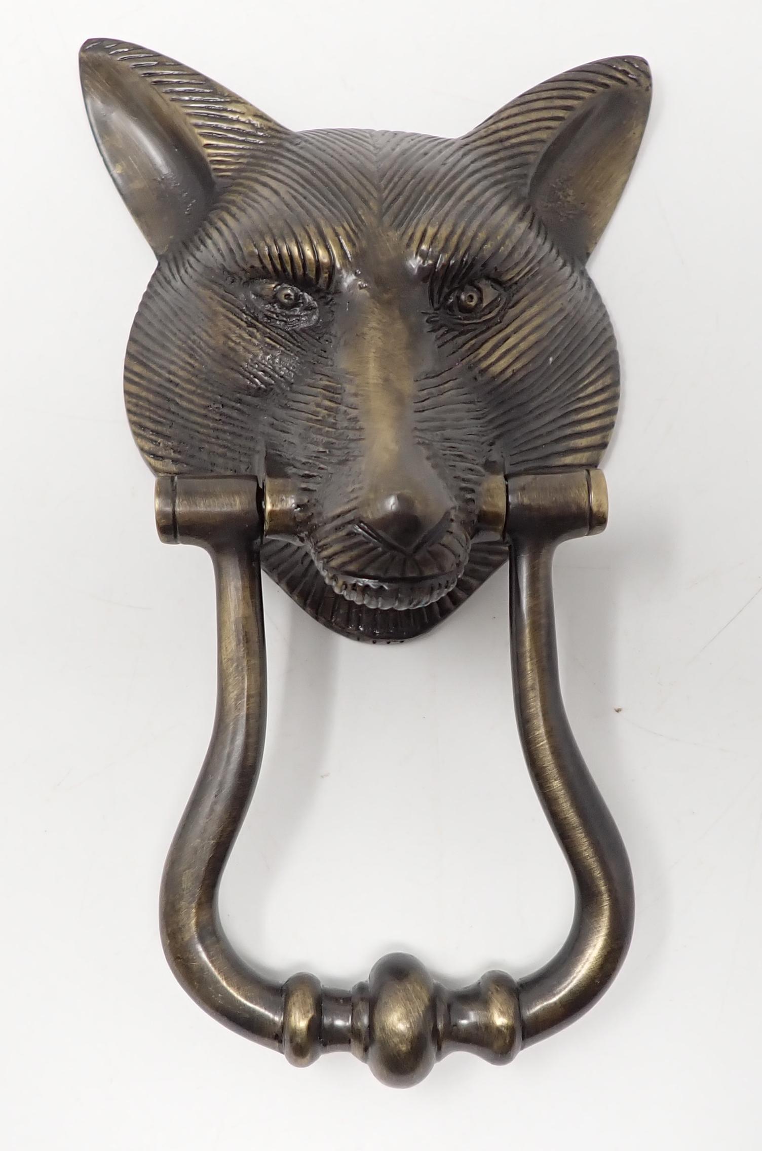 Brass Fox Door Knocker: Apprx 4 7/8" wide and 8 1/4" long