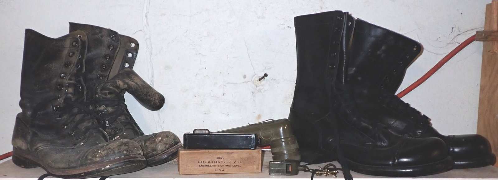 Military Boots Army Locator Level Whistle: Also includes flashlight.