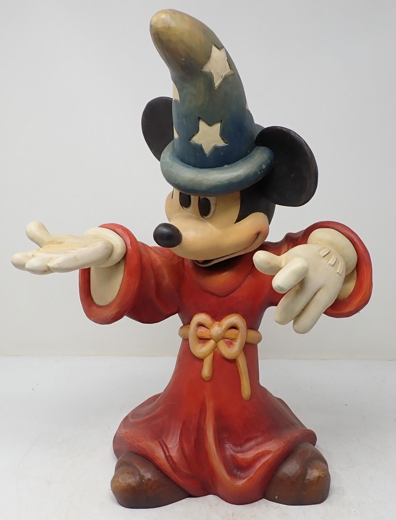 Anri Wooden Mickey Mouse Carving: Approx 15 3/4" tall Signed