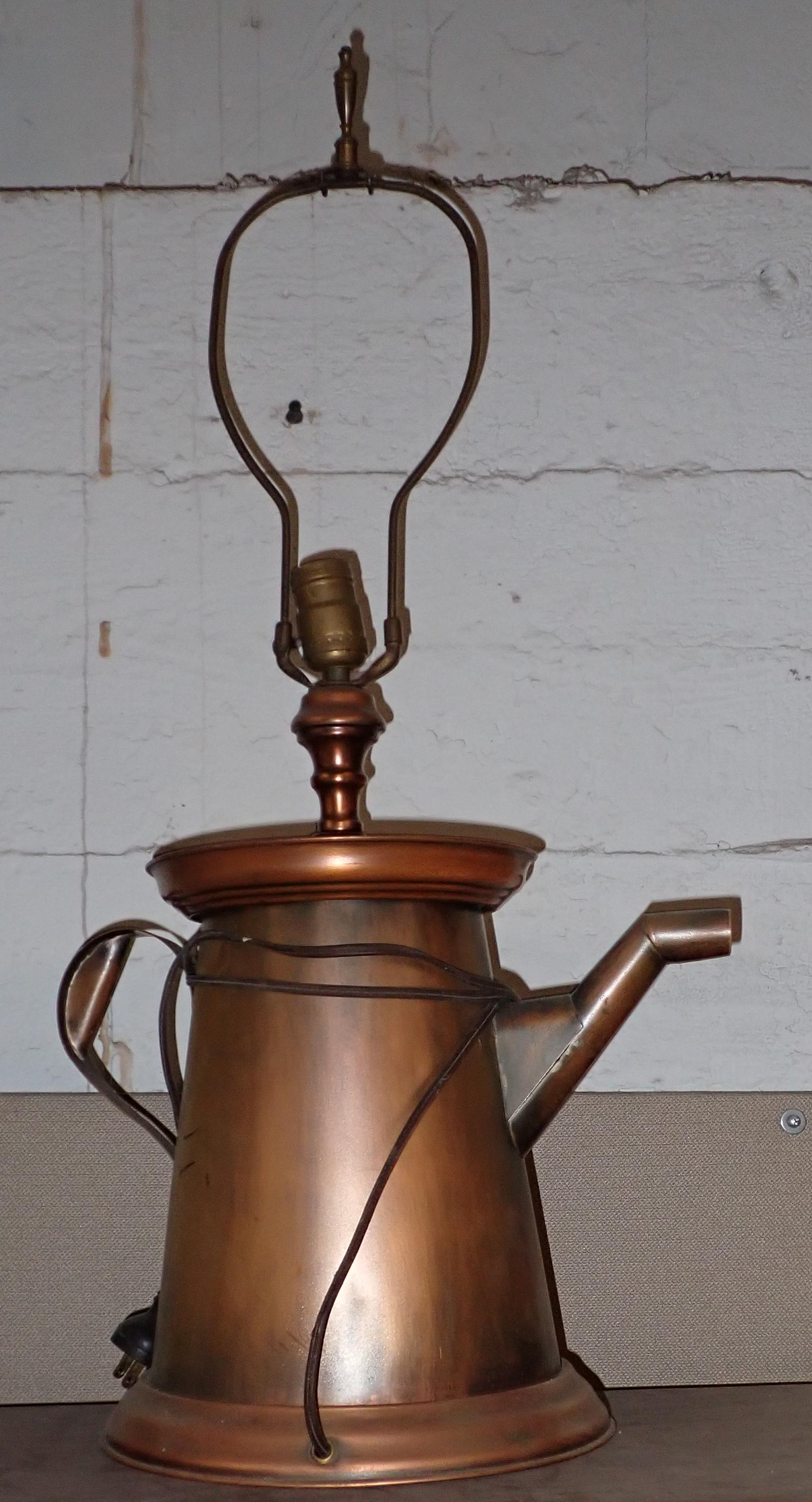 Copper Tea Kettle Table Lamp: Apprx 29" total height