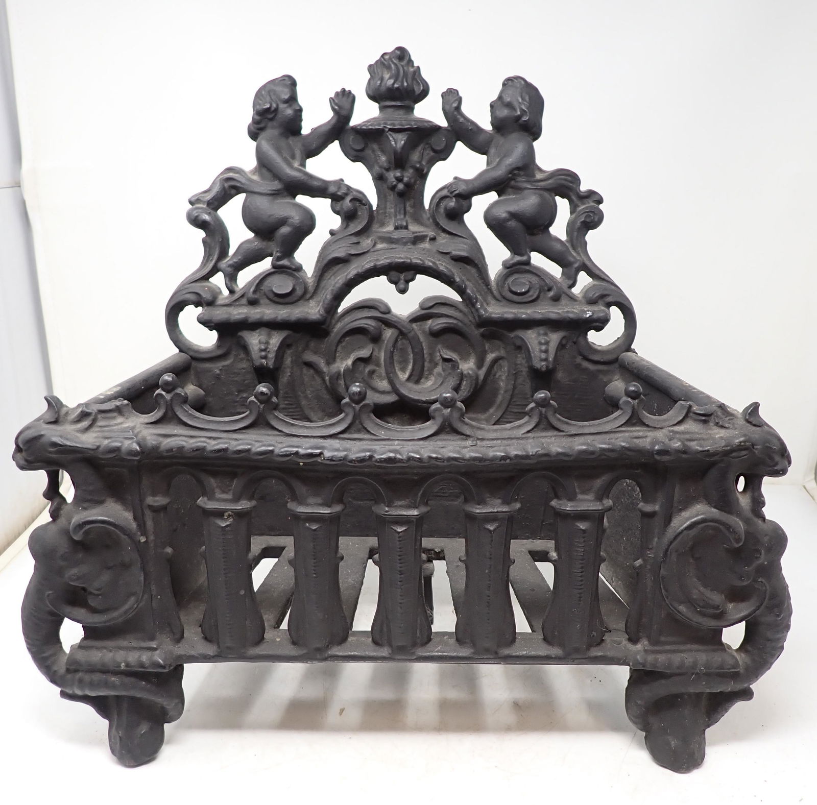 Heavy Cast Iron Log Holder Fireplace Insert: Apprx 7" x 16" x 15 12" tall
