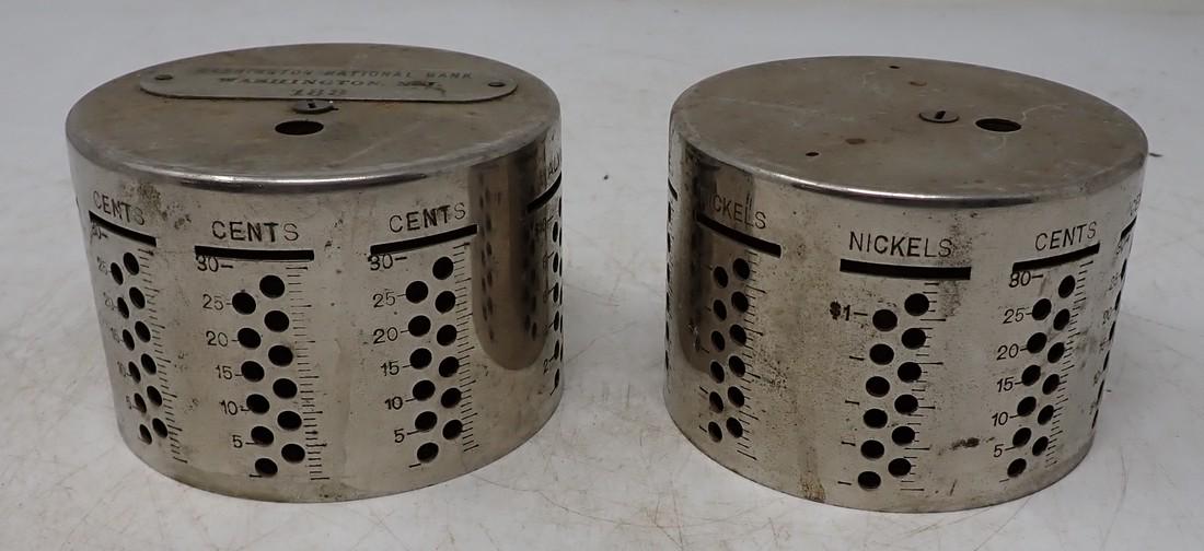 2 Banks Washington National NJ: Both are approx 3 5/8" in diameter and 2 1/2" tall. One is marked Hoffman