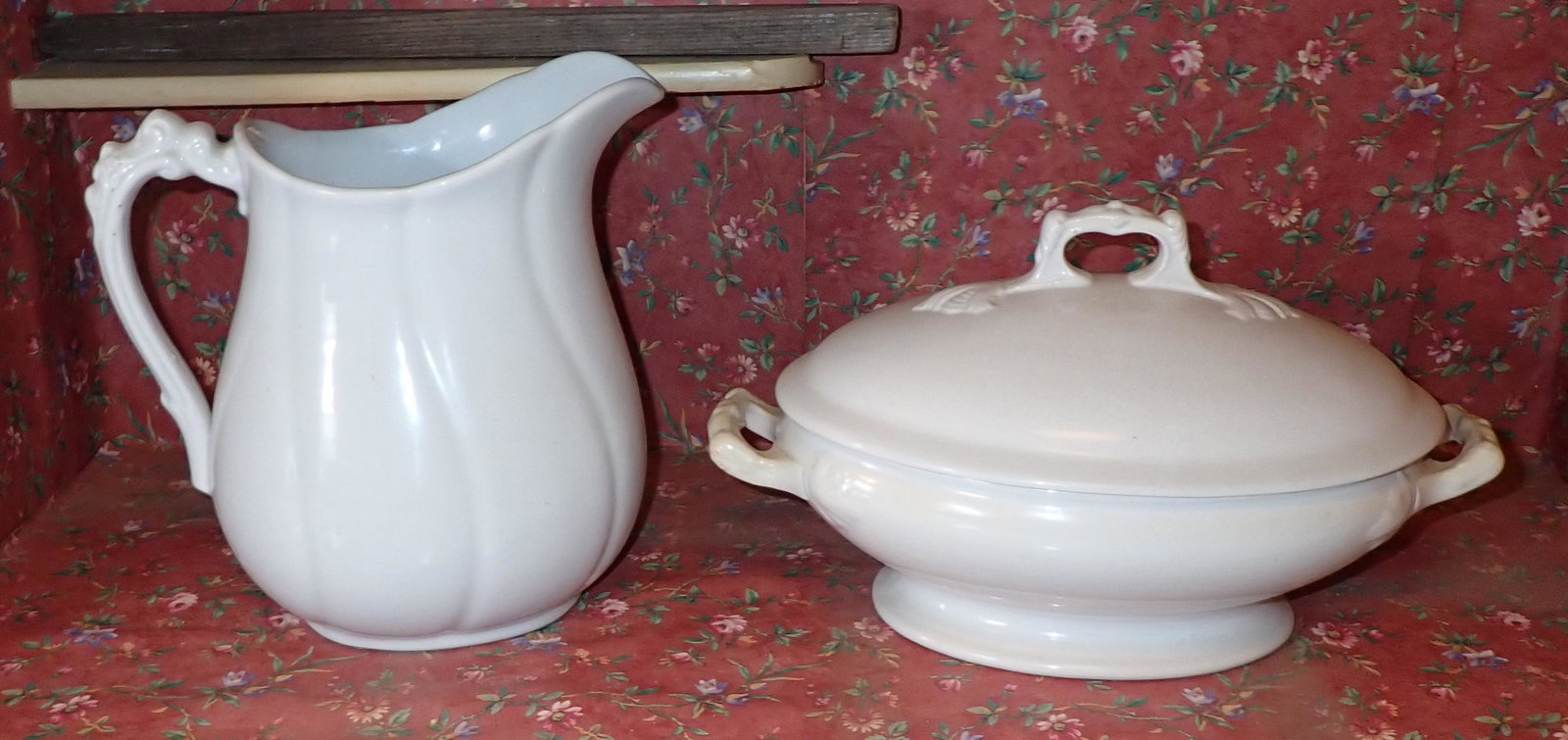 Ironstone Bishop Pitcher Wilkinson Veggie Dish: Pitcher is approx 8 3/8" tall
