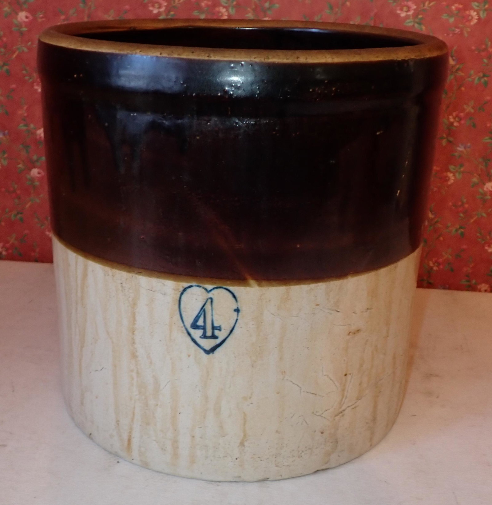 4 Gallon Stoneware Crock: Approx 11 1/2" in diameter and 11 1/2" tall
