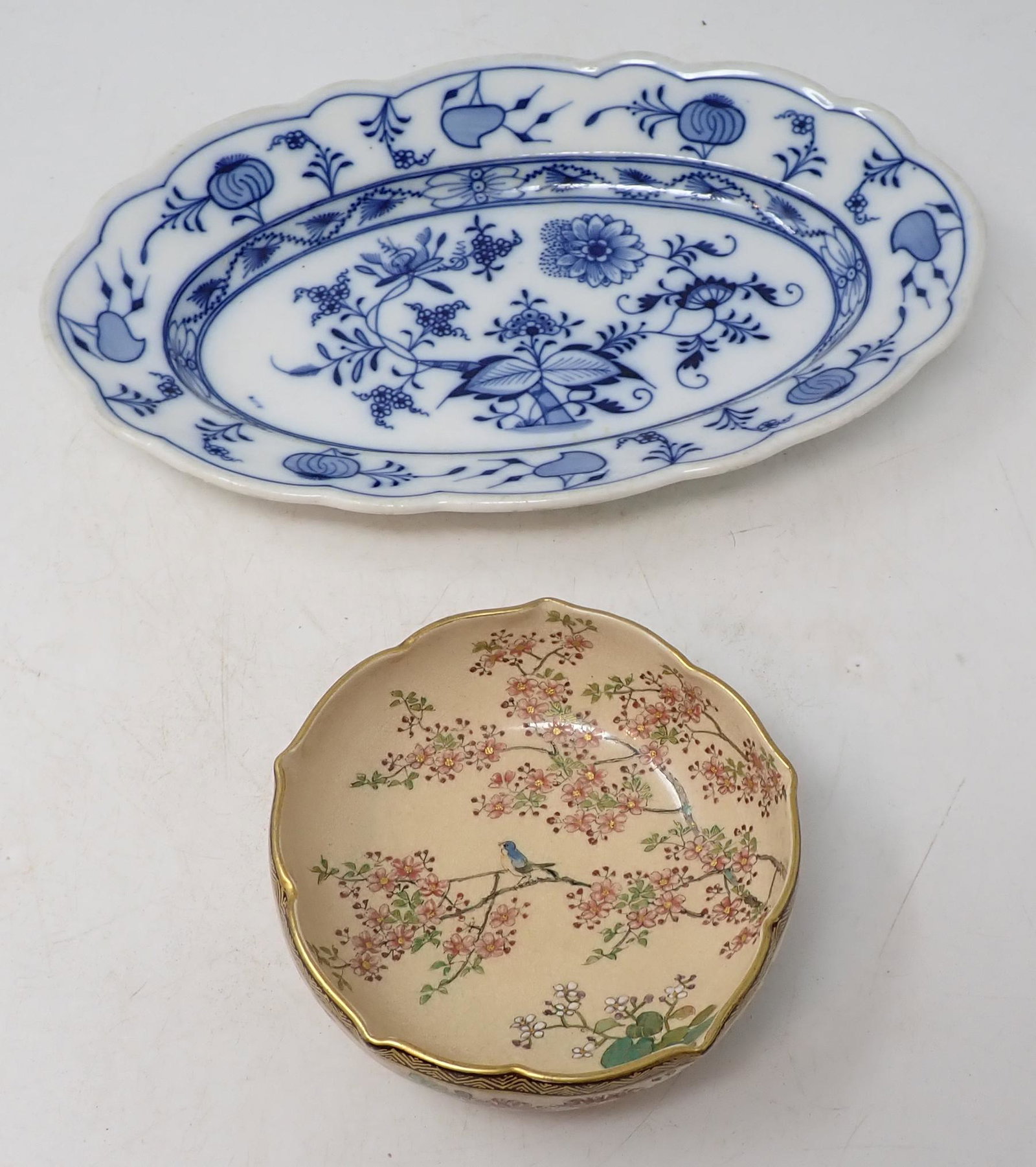 Meissen Platter & Oriental Bowl: Platter is approx 7" x 10 3/4"