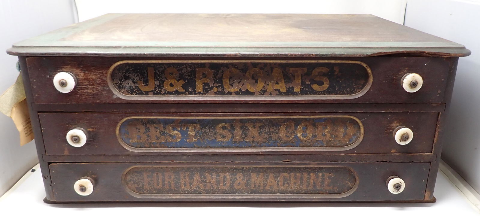 J&P Coats Spool Cabinet: Approx 17 1/4" x 23 1/4" x 10" tall