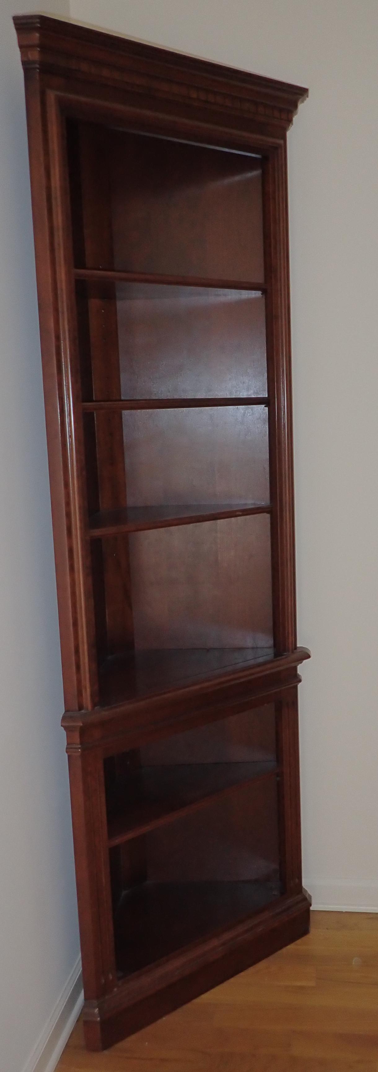 Corner Shelf: Approx 27 1/2" wide, 14 1/2" deep, and 78" tall