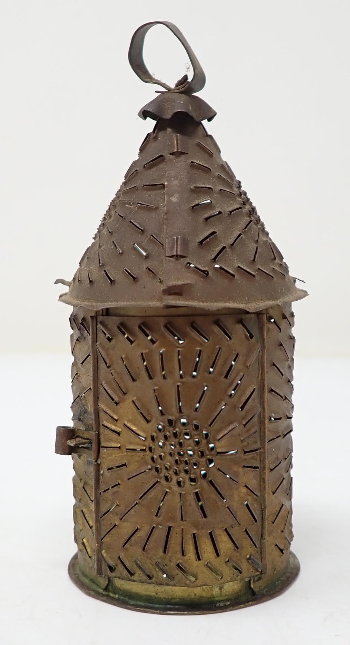 Miniature Pierced Brass Candle Lantern (1 of 5)