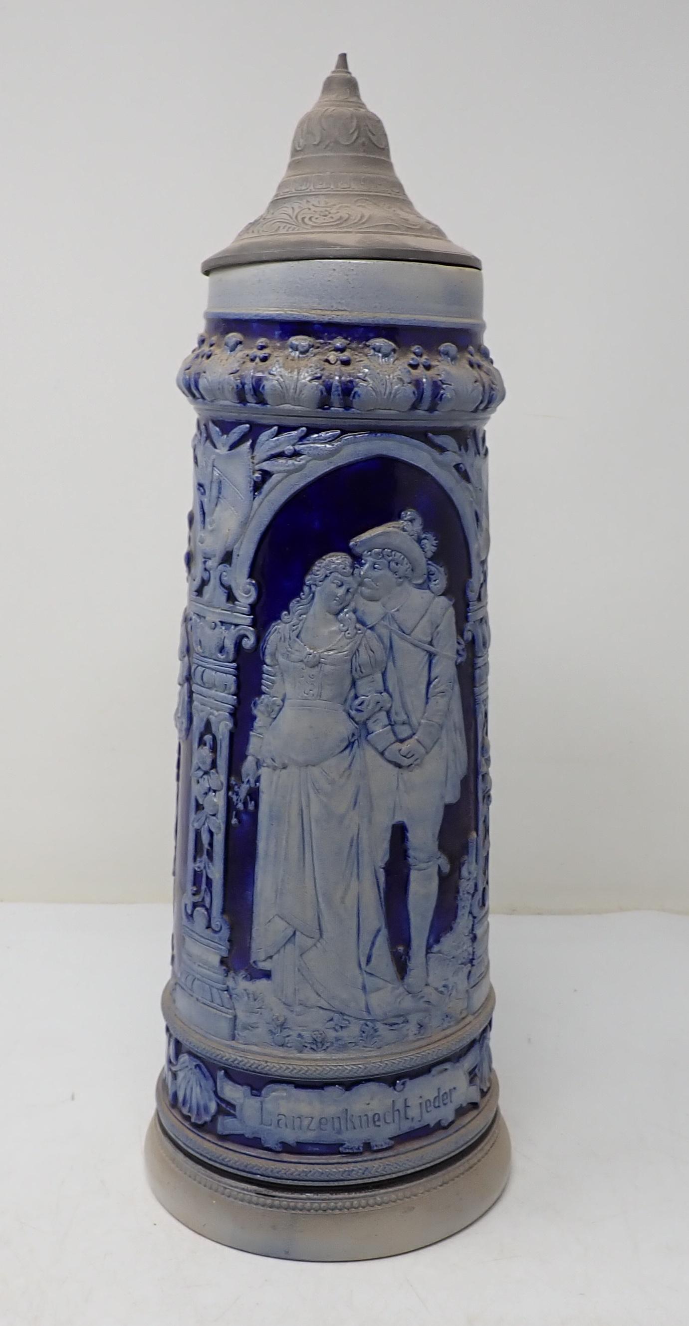 2 Liter German Lidded Stein Lanzenknecht (1 of 9)