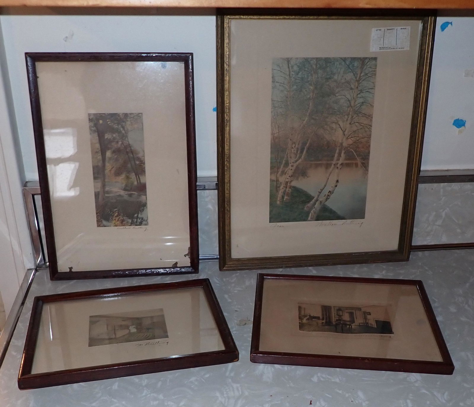 4 Wallace Nuttings: Largest is approx 12" x 15"