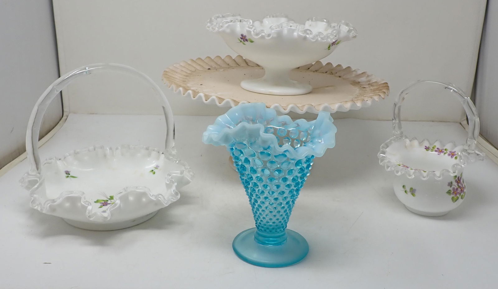 Fenton Cake Stand Hand Painted Baskets (1 of 5)