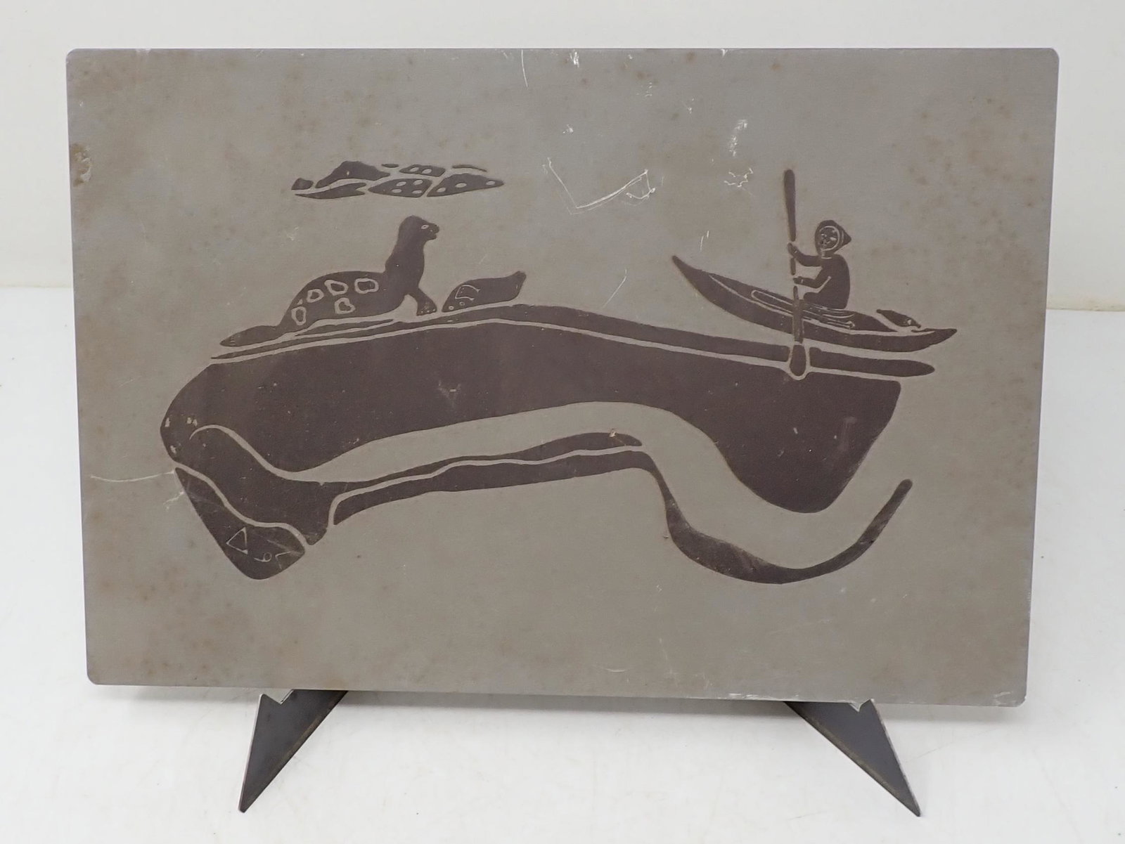 Etched Aluminum Eskimo Art: Approx 7 3/4" x 11 1/2"