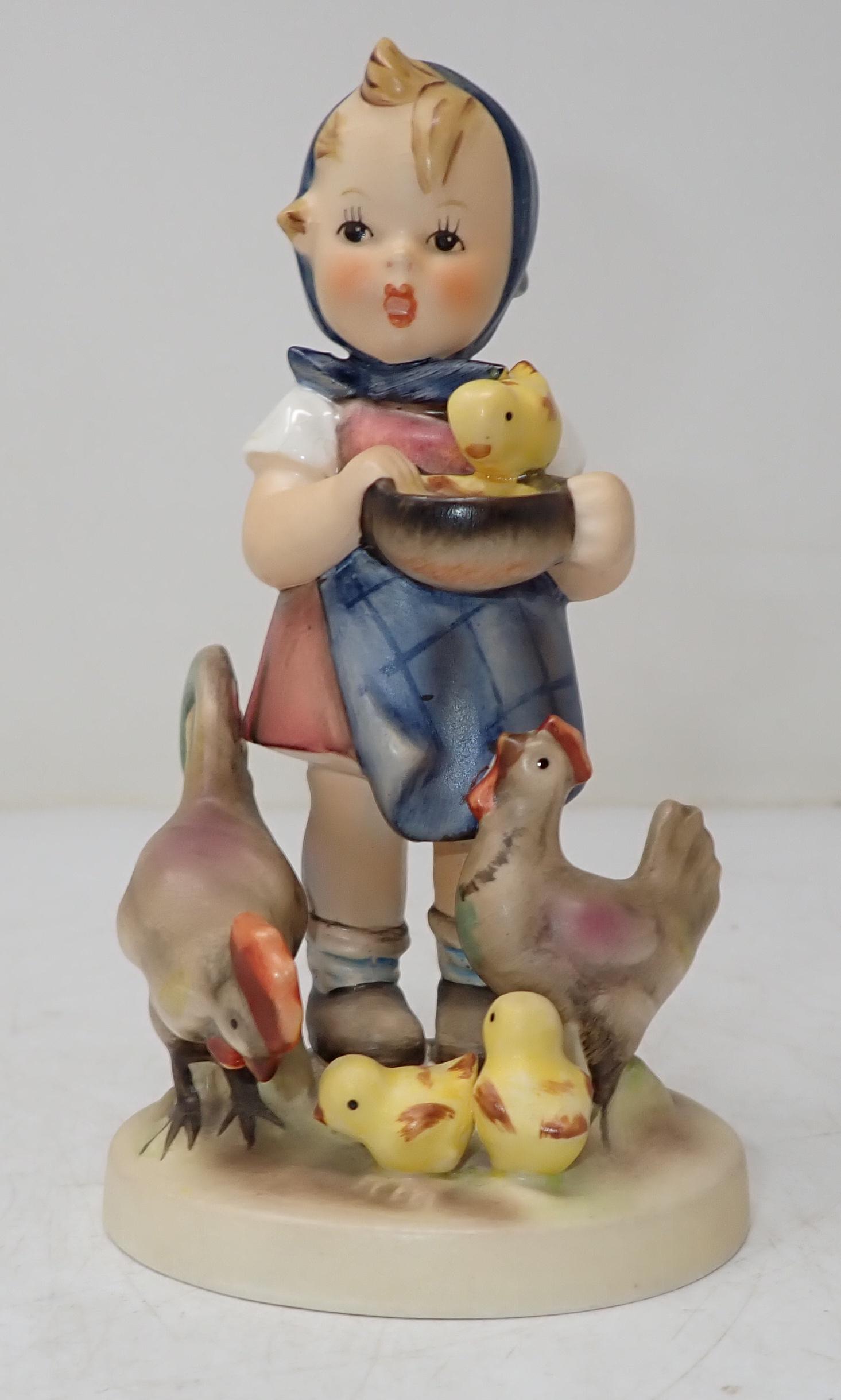Hummel Feeding Time Girl w/ Chickens (1 of 2)