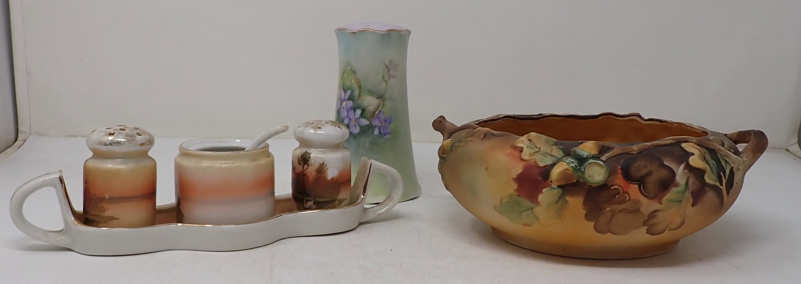 Stick Pin Holder Nippon Bowl Salt Pepper Mustard: Stick pin holder is approx 5" tall
