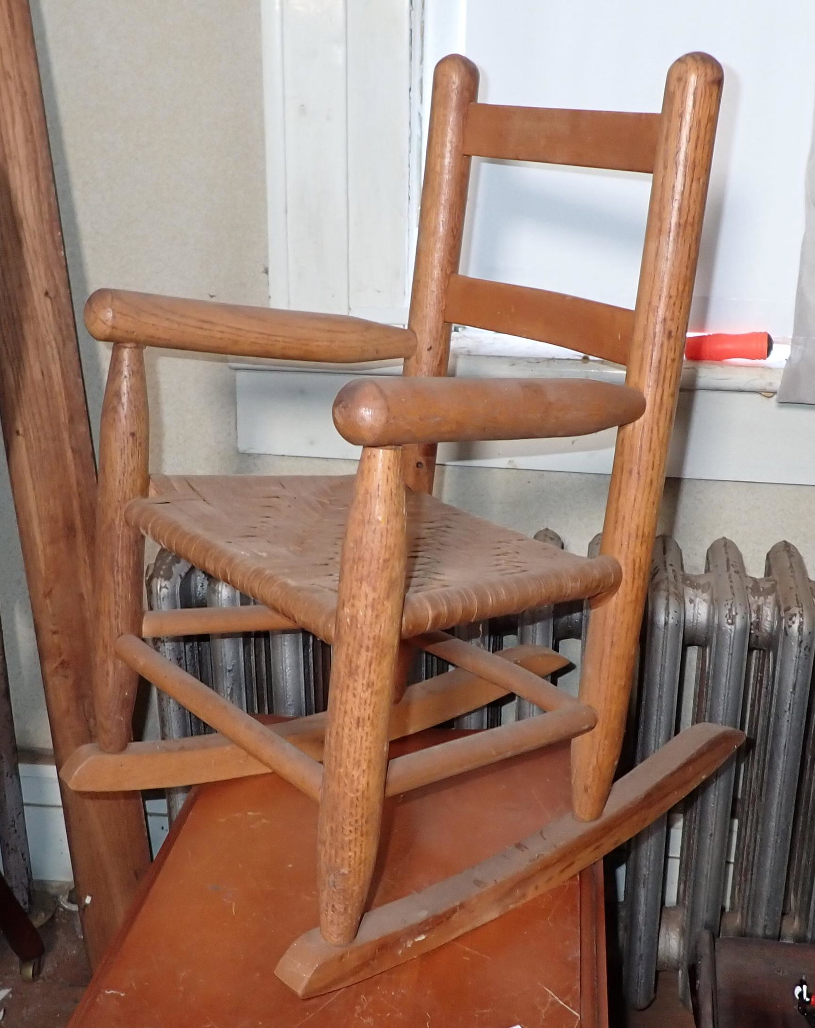 Childs Rocker: Approx 10 1/2" to seat, 14 1/2" wide, and 23" tall