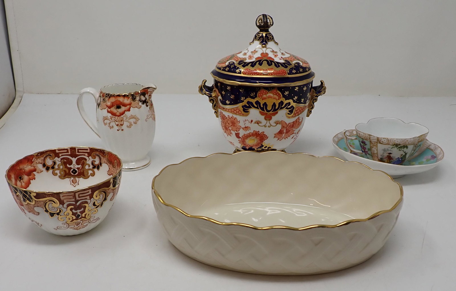 Royal Crown Derby Sugar Bowl Meissen Cup Saucer: Also Lenox , Rafords Bone China Creamer, & Misc