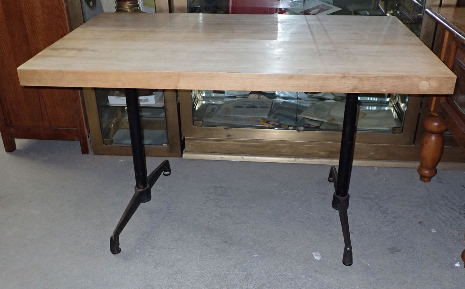 Kitchen Table w/ Iron Legs Butcher Block Top (1 of 4)