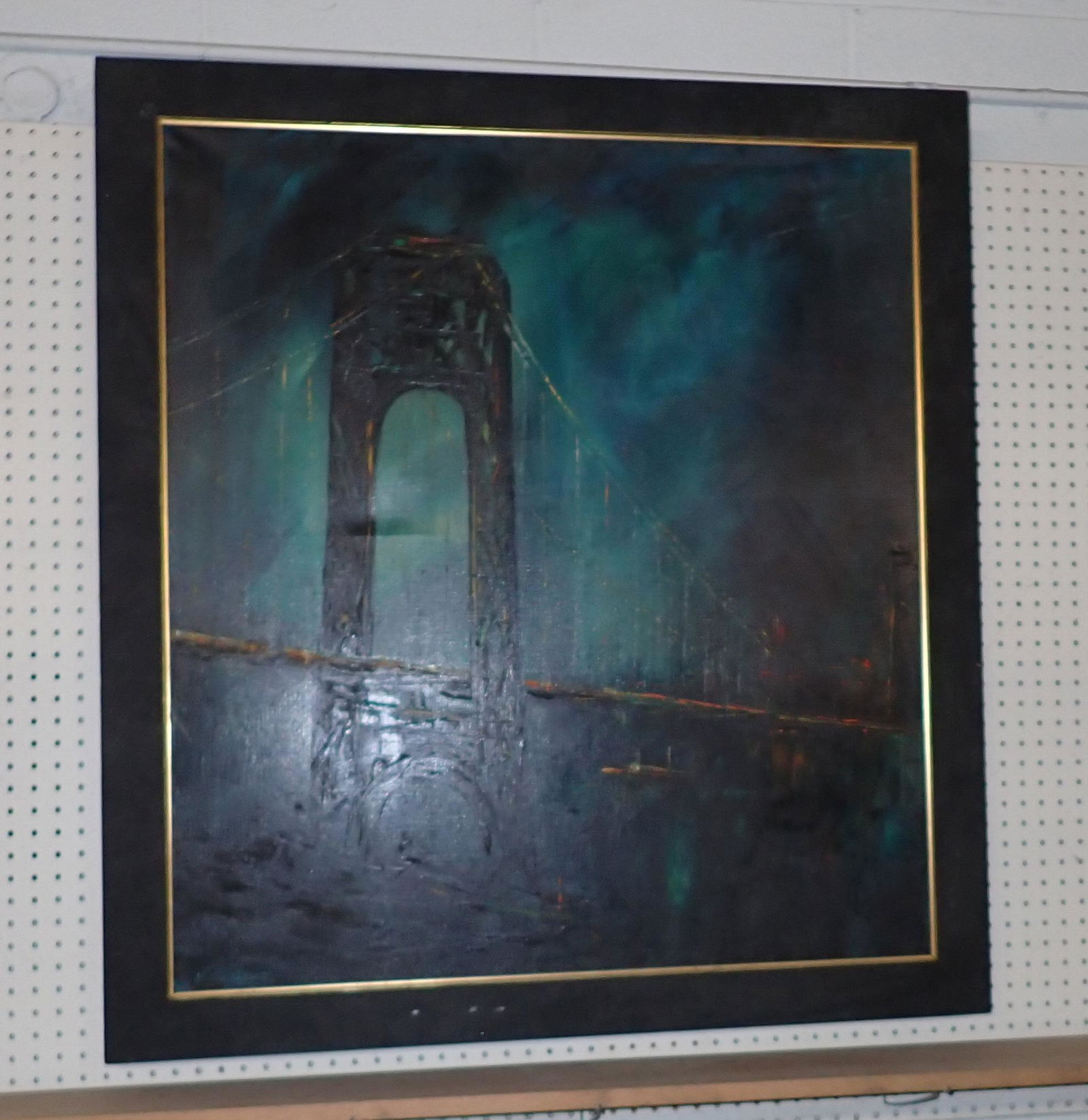 Bridge Scene Oil on Canvas Signed V Brown (1 of 2)