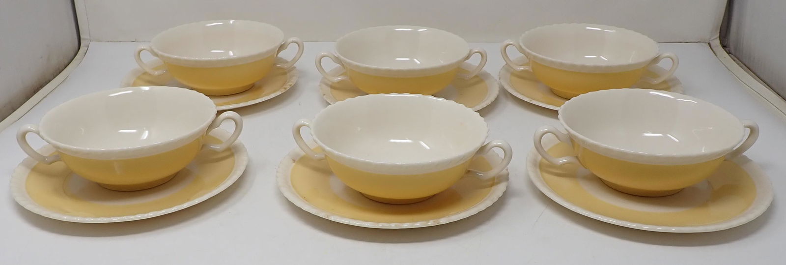 6 Lenox Cream Soup Bowls Plates  Green Stamp (1 of 6)