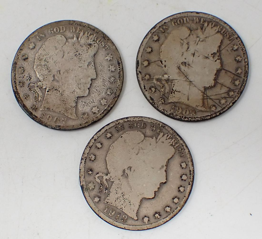 1907 1912 1909 Barber Silver Half Dollars (1 of 2)