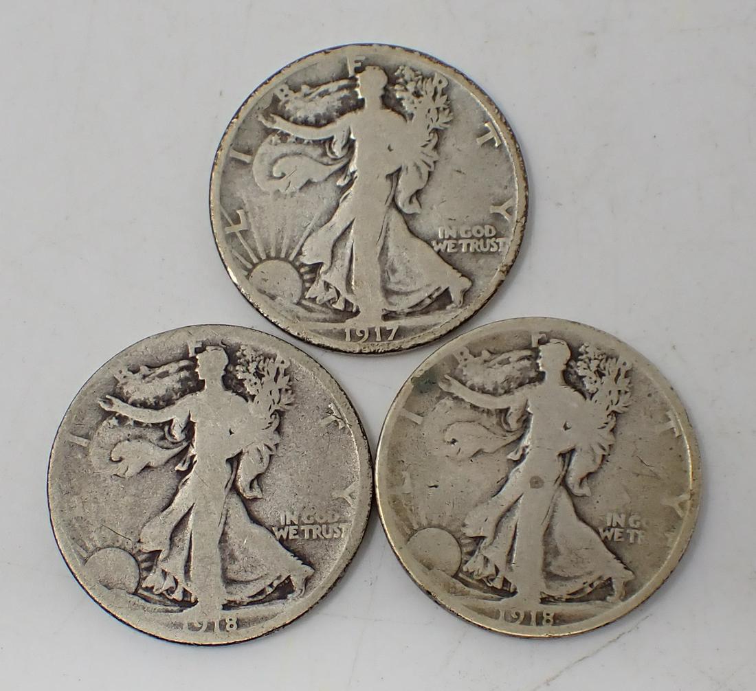 1917 1918 Walking Liberty Silver Half Dollars (1 of 2)