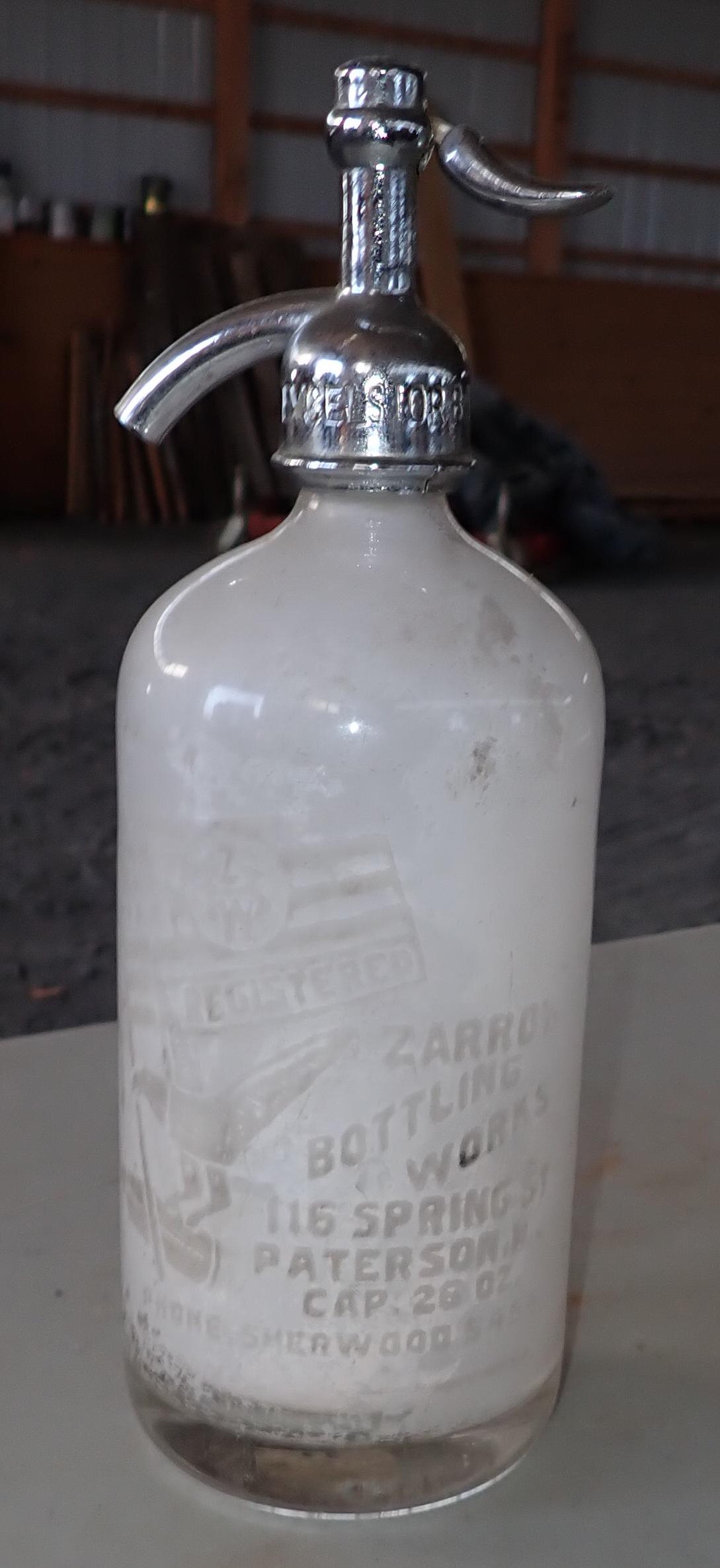 Zarrow Seltzer Bottle: Approx 11 1/4" tall