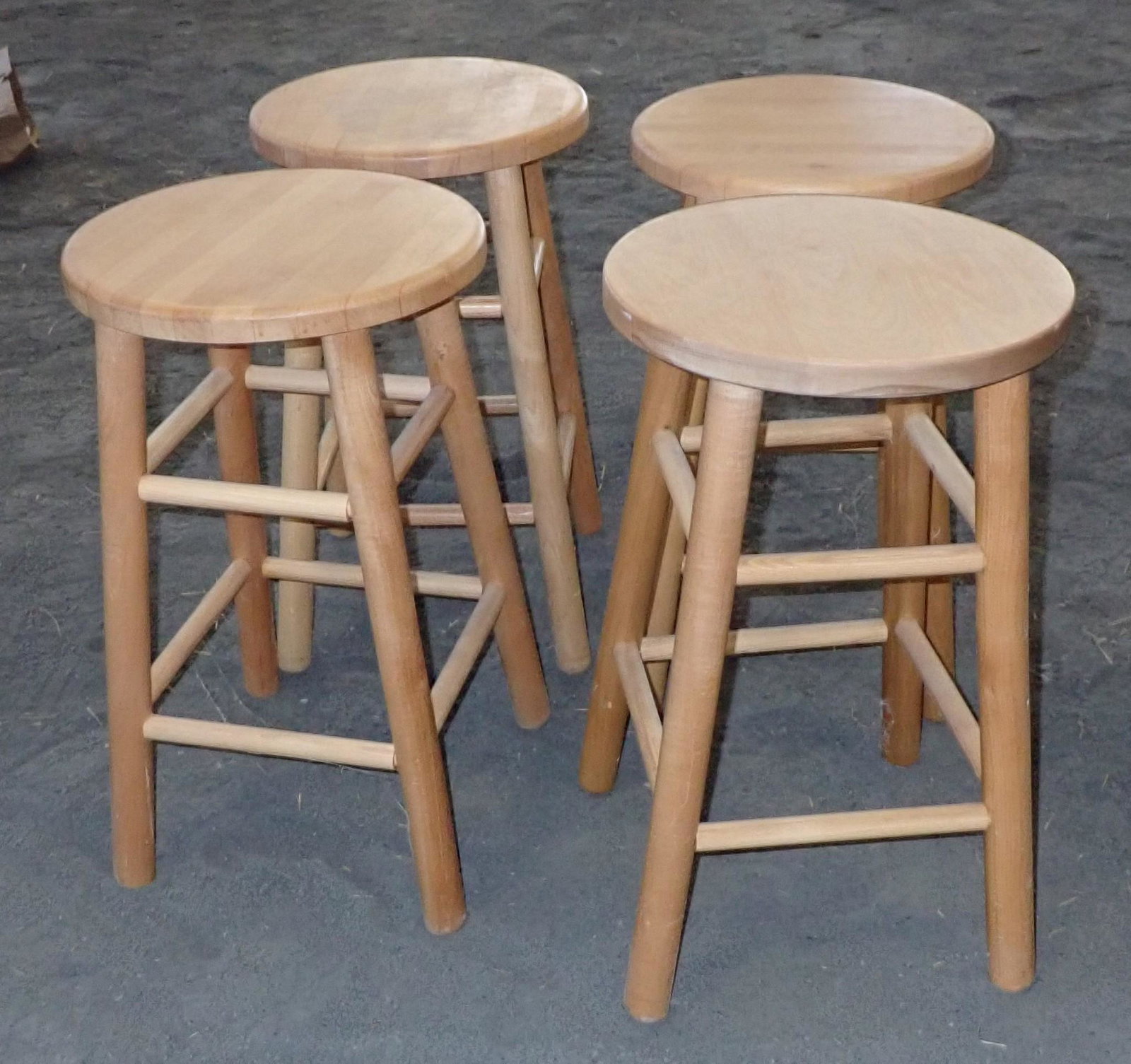 4 Stools: Apprx 13" in diameter and 23" tall