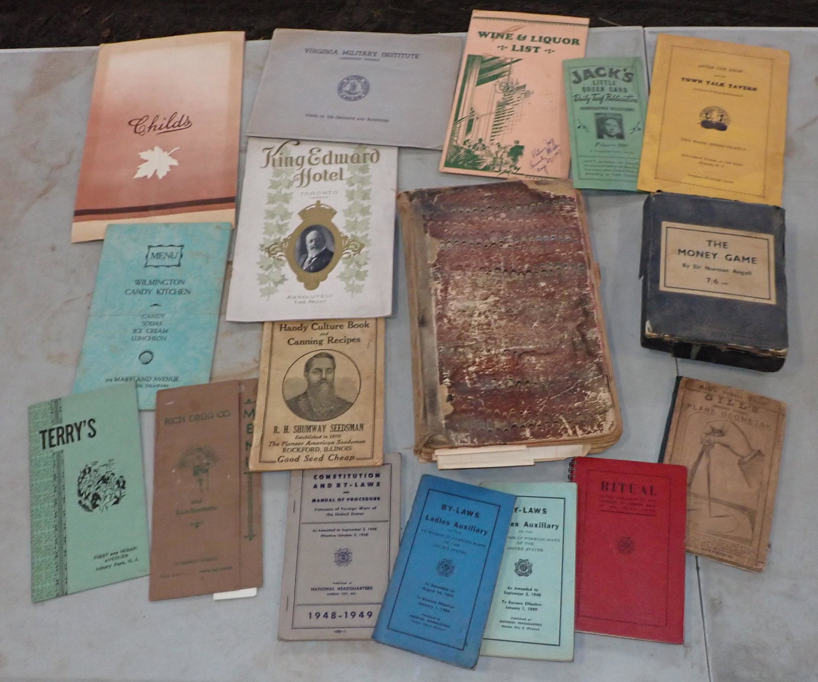 Menus Log Book Norman Angell Money Game: Getting all pictured