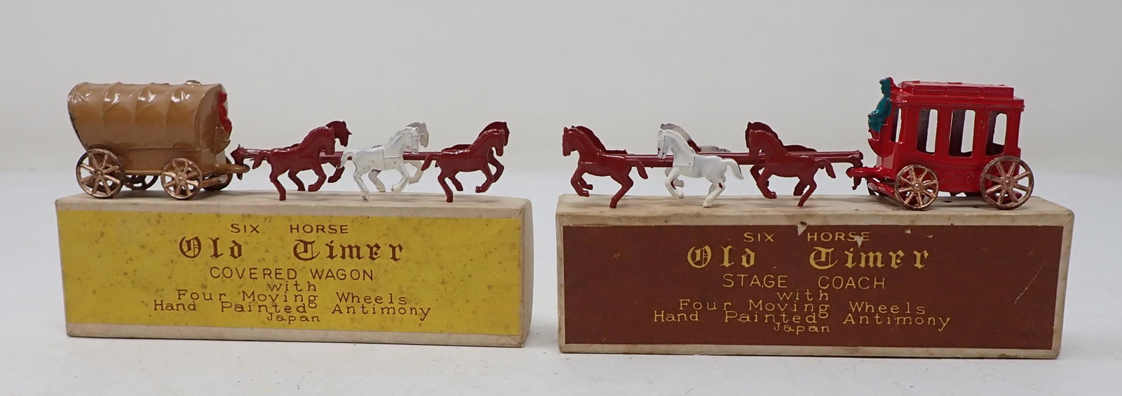 Six Horse Old Timer Stage Coach & Wagon: Approx 3 1/2" long