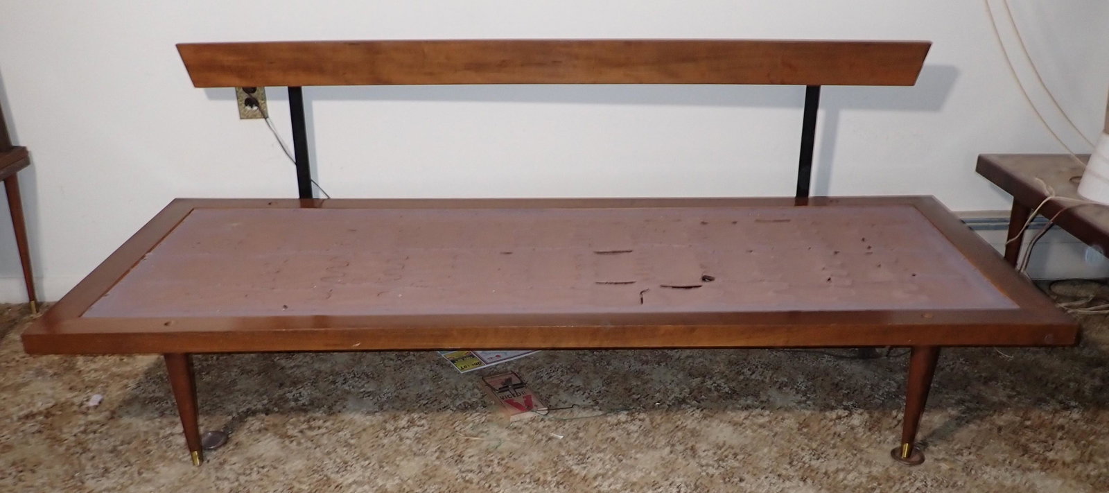 Mid Century Modern Sofa: Apprx 30" deep, 74" long, 12" to seating frame, and 26" tall to top of back
