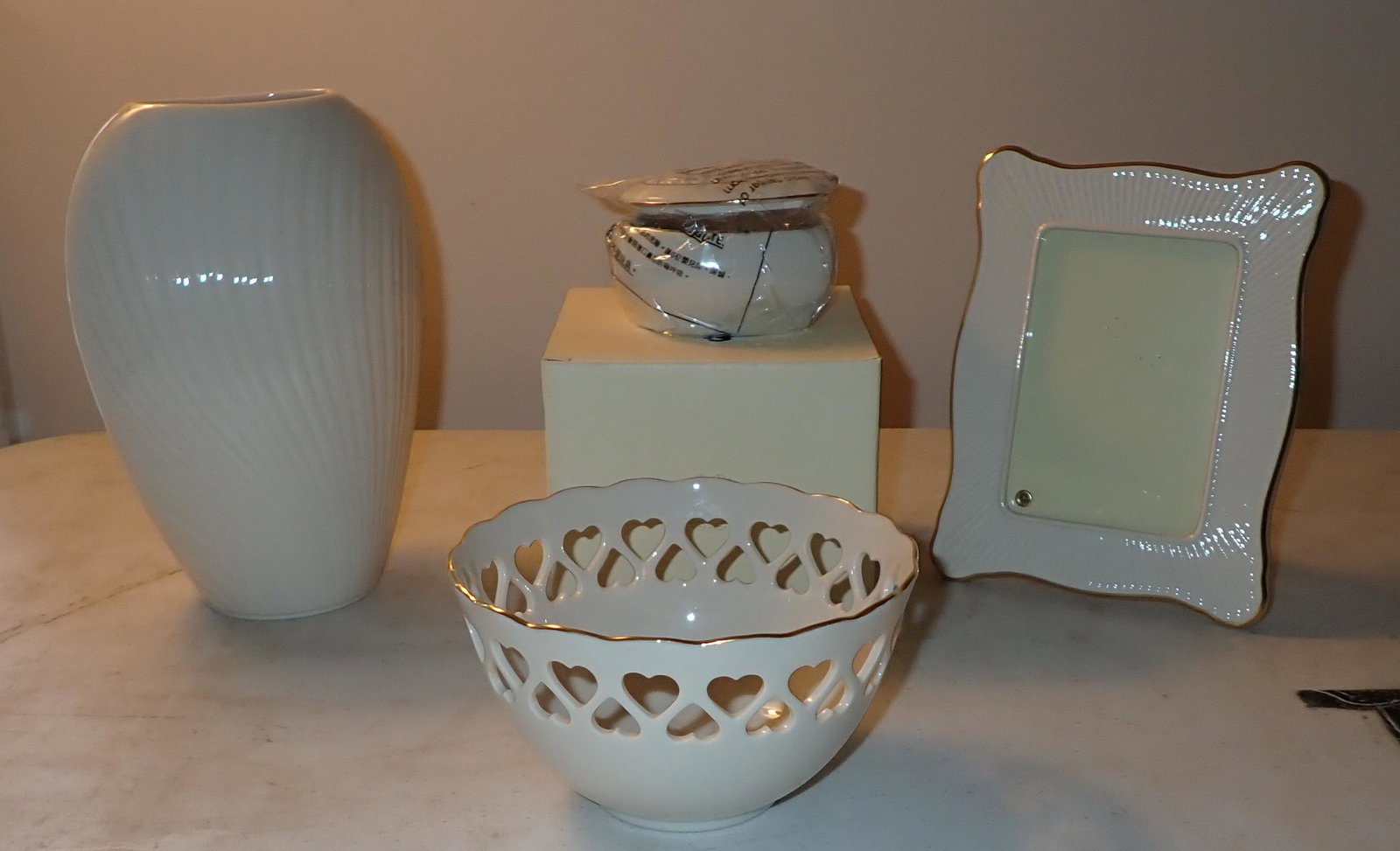 Lenox Vase Heart Trinket Box Bowl: Vase is apprx 8 1/2"