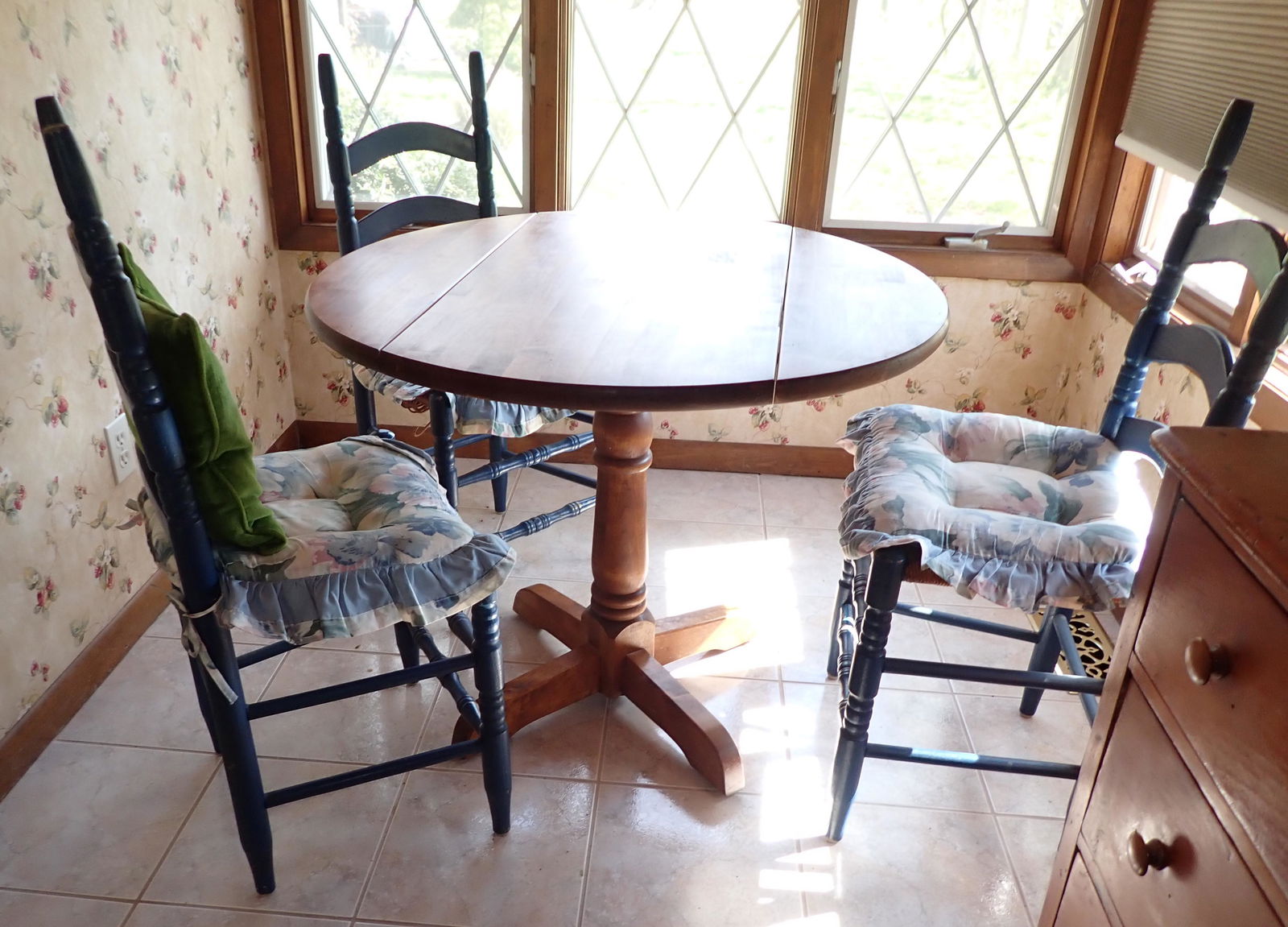 Drop Leaf Kitchen Table 4 Ladderback Chairs (1 of 9)