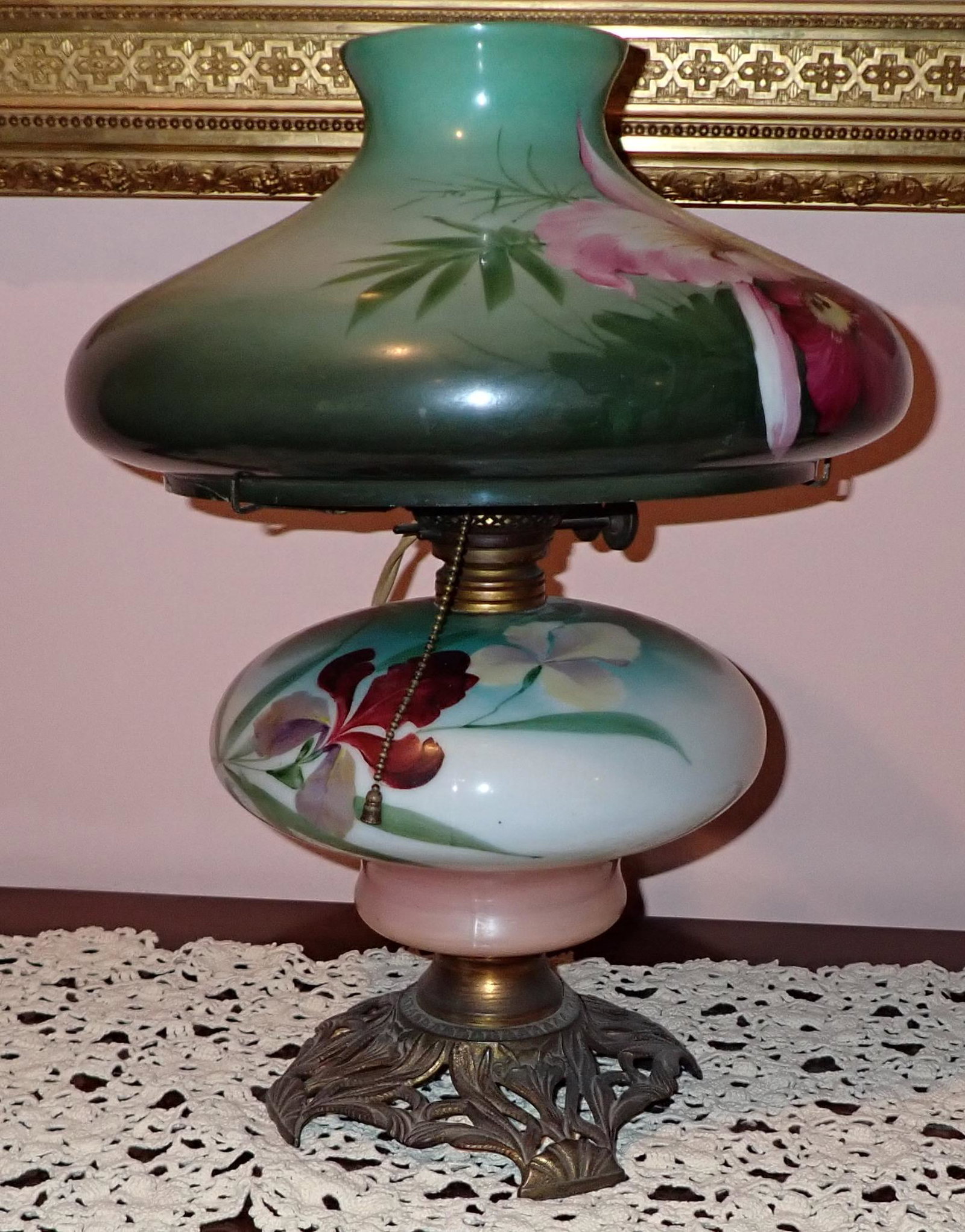 Gone with The Wind Style Lamp: Approx 17 1/2" tall.