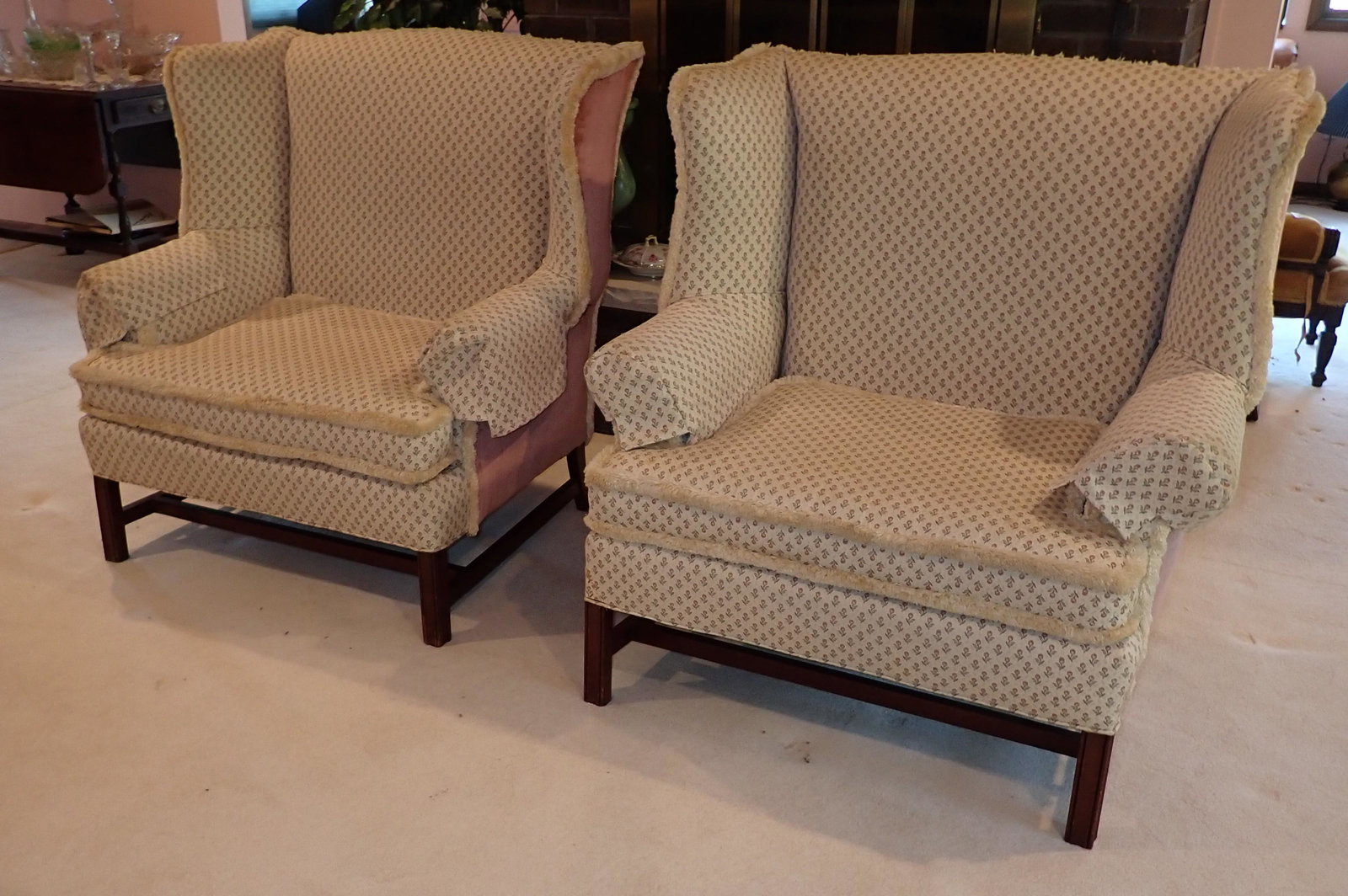 Pair of Oversized Wing Chairs (1 of 8)