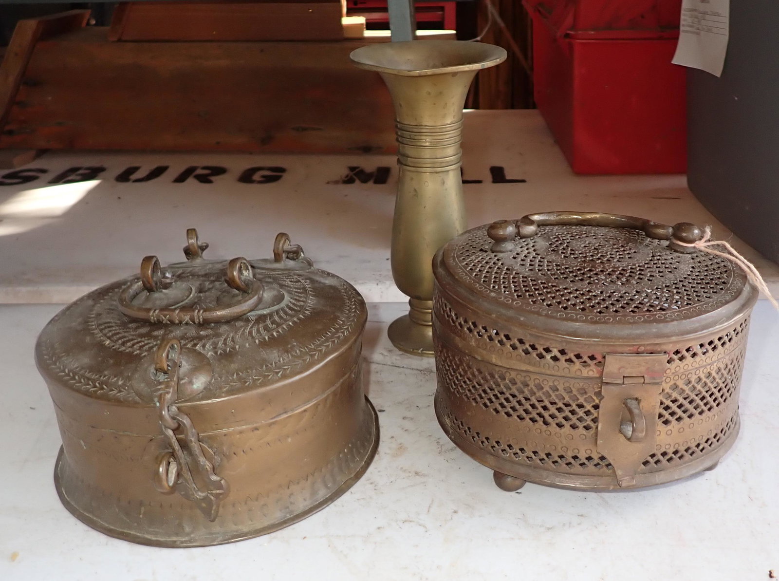 Brass Trinket Boxes and Vases (1 of 4)