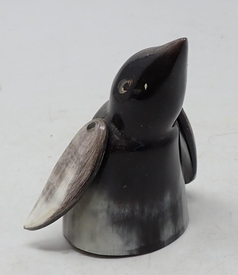 Carved Horn Penguin: Approx 2 7/8" tall