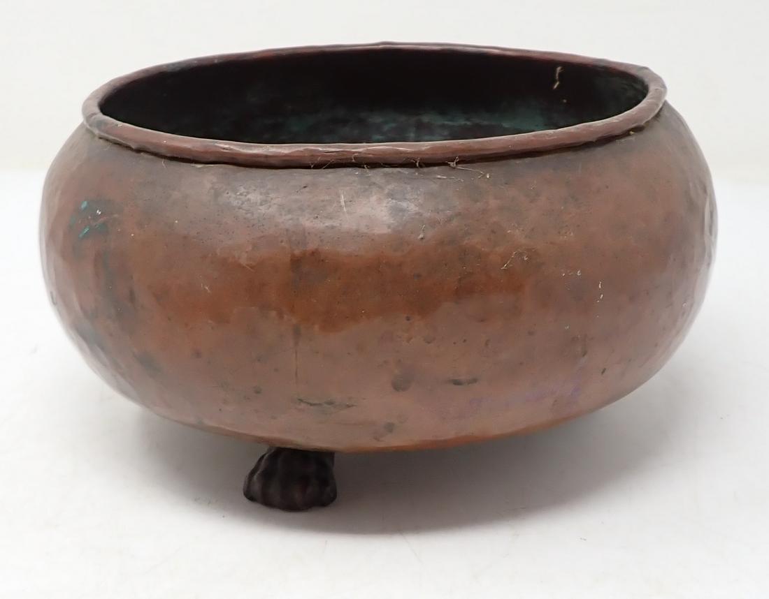 Hammered Copper Footed Bowl & Dovetailed (1 of 7)