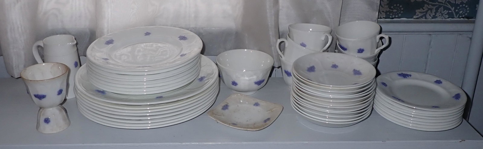 Adderley Bone China Dinnerware: Approx 50 pcs. 6 cups added after pictures were taken. Largest plate is approx 10 1/8" in diameter