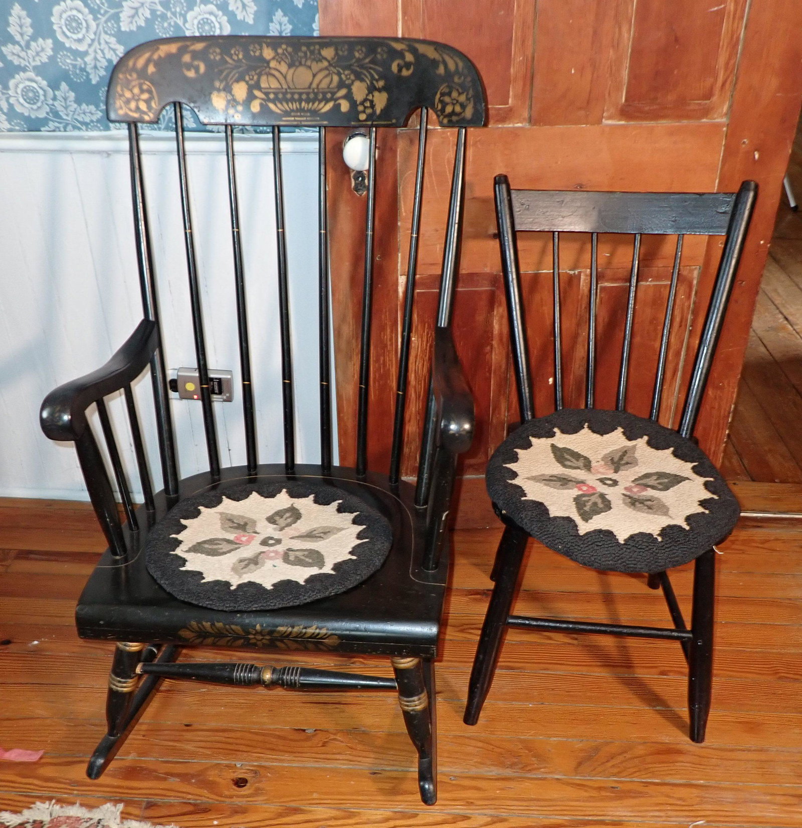 Hitchcock Style Rocker Plank Seat Chair & Pads: Getting all pictured