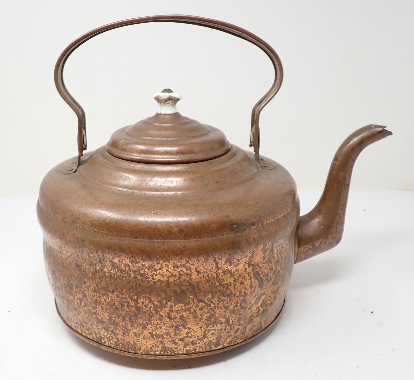 Copper Tea Kettle: Approx 9" in diameter and 11" tall
