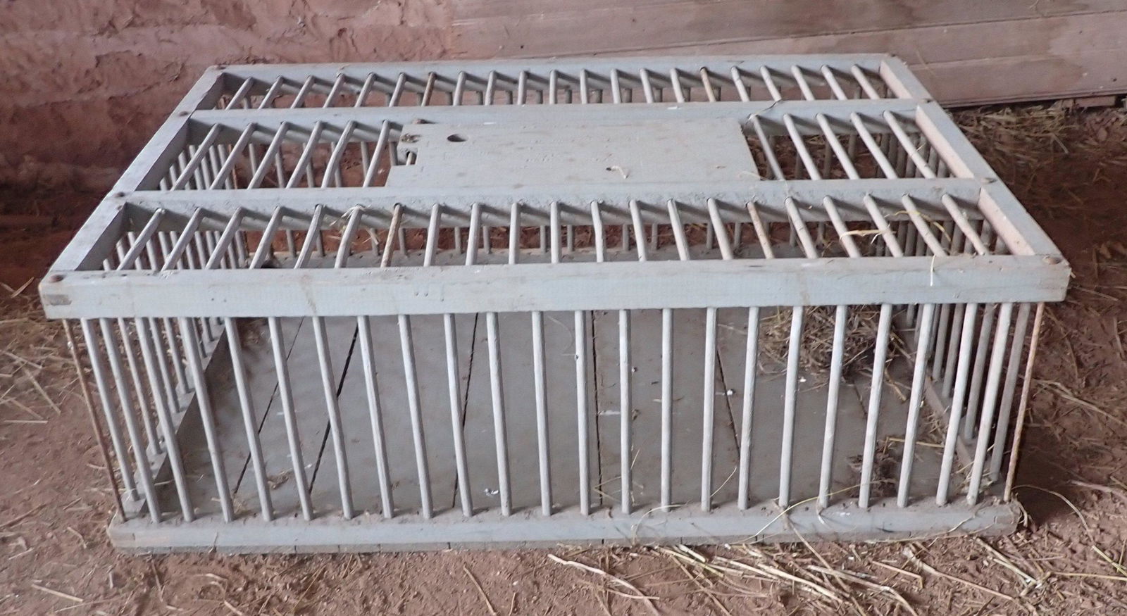 Gray Painted Wooden Chicken Crate (1 of 2)